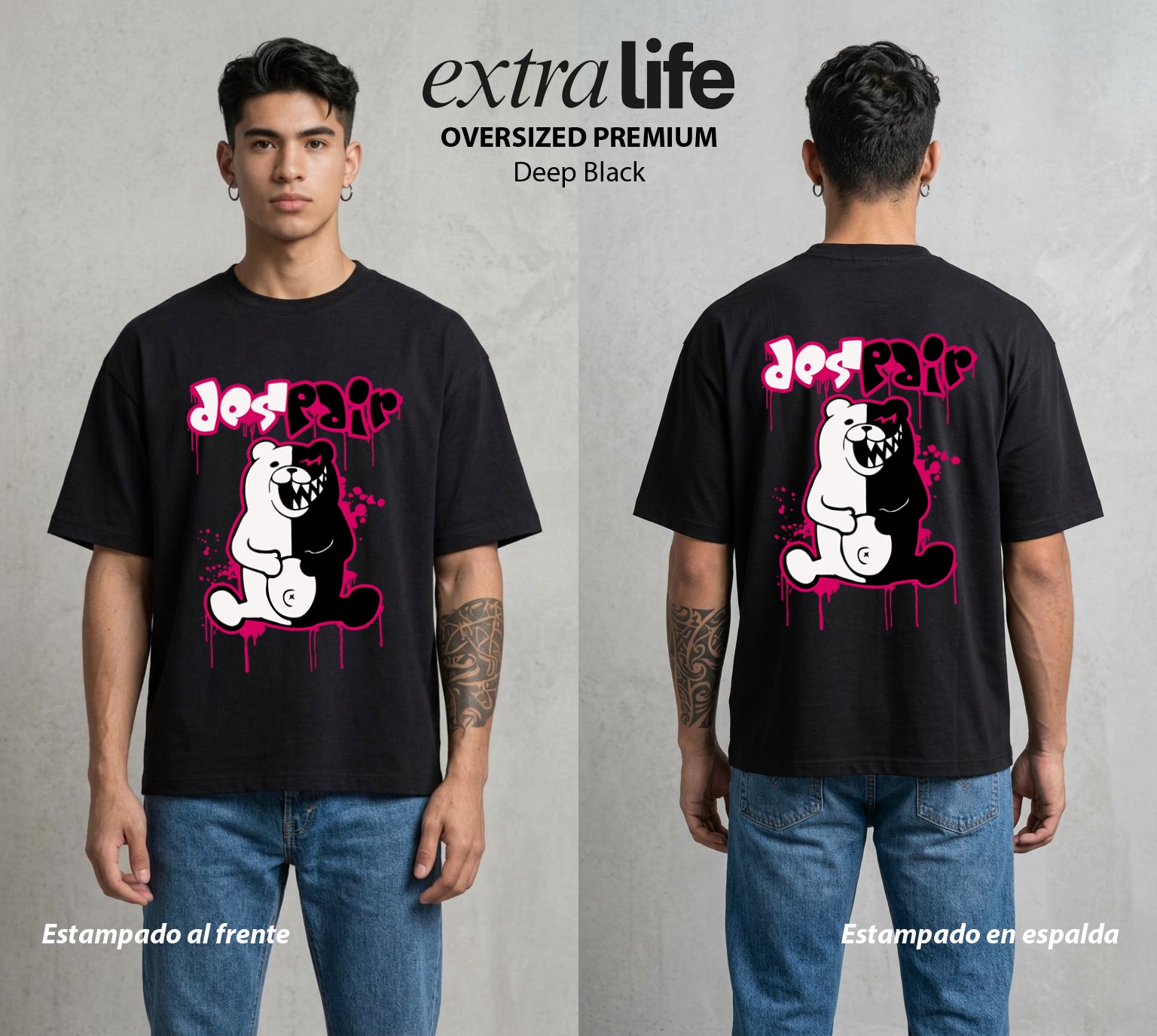 El Juicio Final Escolar | El Master del Juicio #00609 - Playera Oversized Premium | Deep Black - Foto en modelo