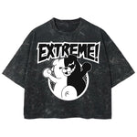 Playera streetwear premium de anime y gaming ExtraLife MX, corte boxy deluxe mineral wash heavyweight en color Acid Wash, moda urbana mexicana de culto.