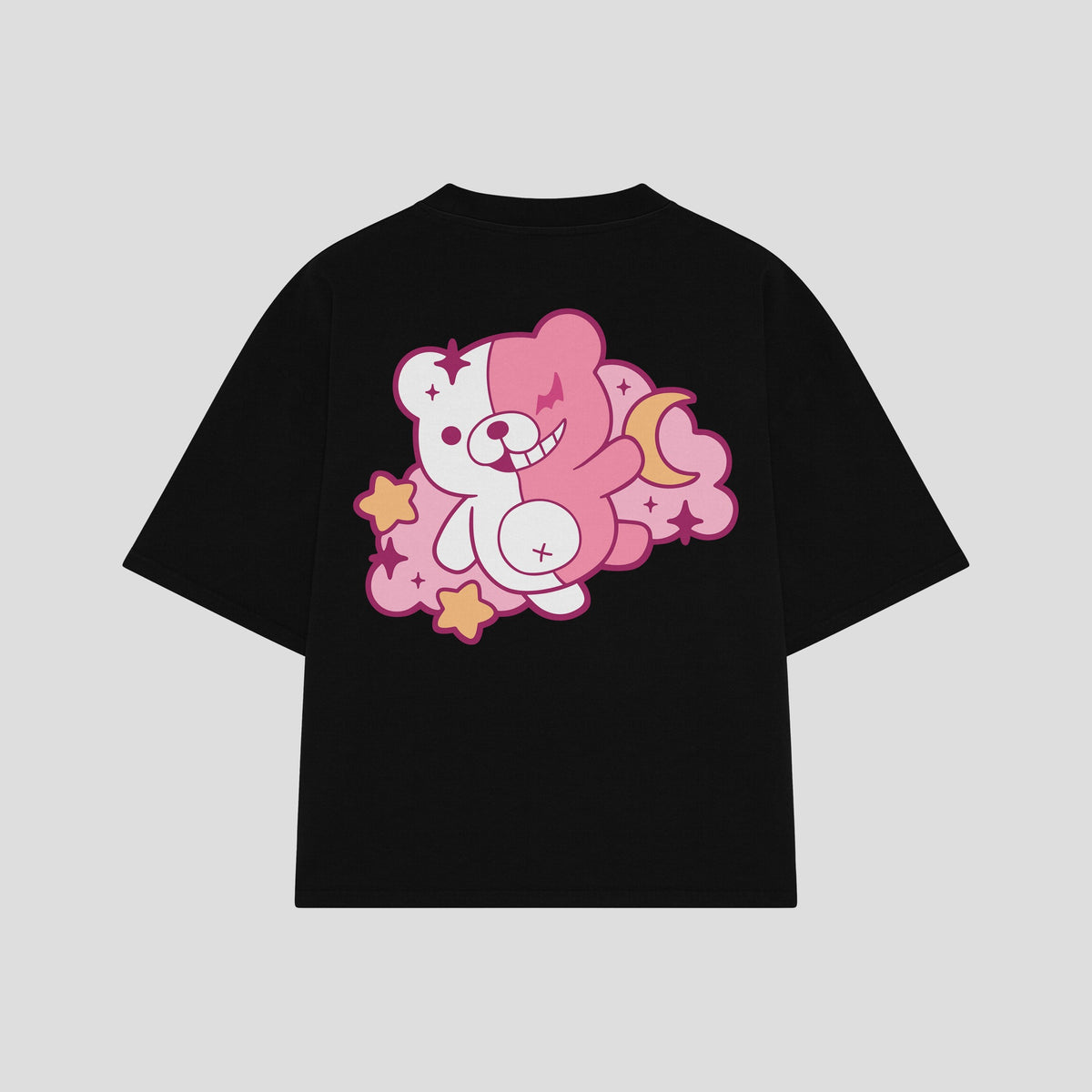 Playera streetwear premium de anime y gaming ExtraLife MX, corte oversized drop shoulder ligero y fresco en color Deep Black y Off-White, moda urbana mexicana de culto.
