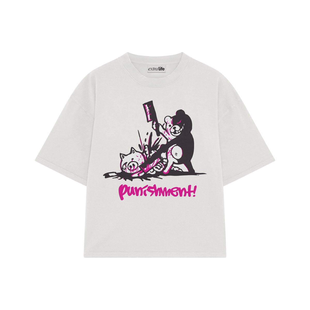 Playera streetwear premium de anime y gaming ExtraLife MX, corte oversized drop shoulder ligero y fresco en color Deep Black y Off-White, moda urbana mexicana de culto.
