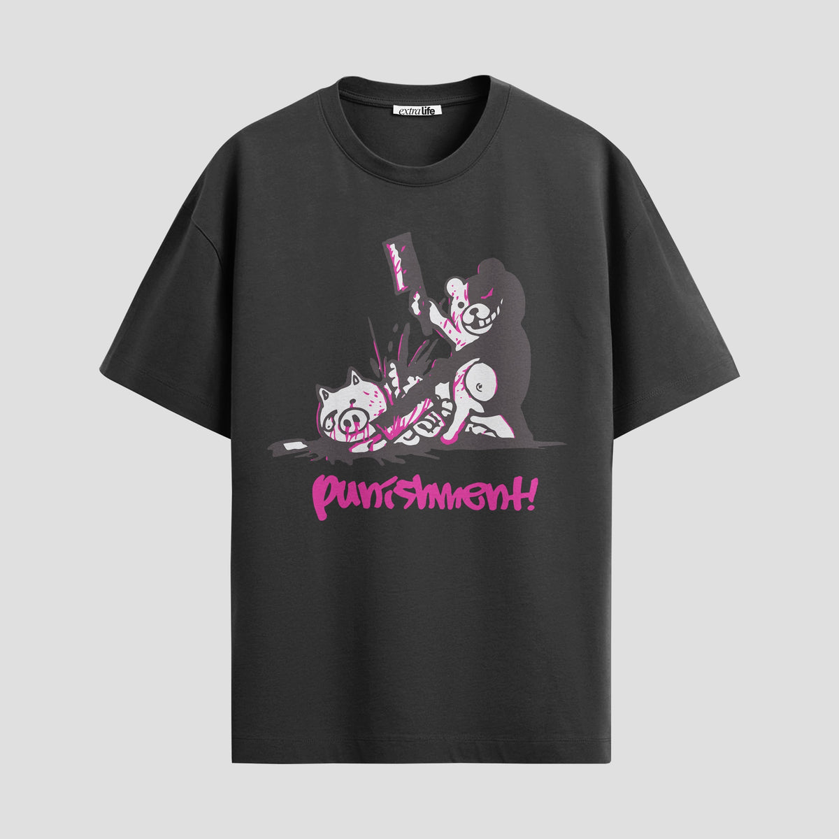 Playera urbana de anime y gaming ExtraLife MX, corte Classic Premium unisex ligero y transpirable en color Deep Black y Pure White, ropa de uso diario para gym y casual.