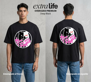 El Juicio Final Escolar | La Estupidez Natural #00613 - Playera Oversized Premium | Deep Black - Foto en modelo