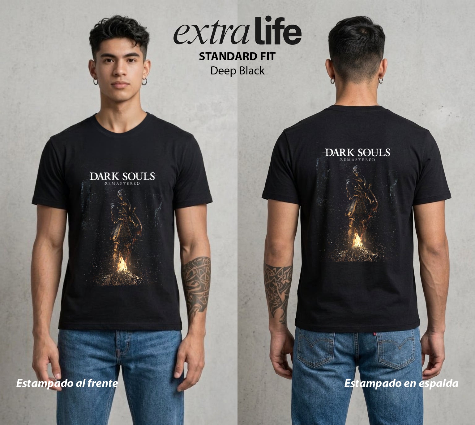 La Hoguera Eterna | El Fuego sin Extinguir #00616 - Playera Standard Fit | Deep Black - Foto en modelo