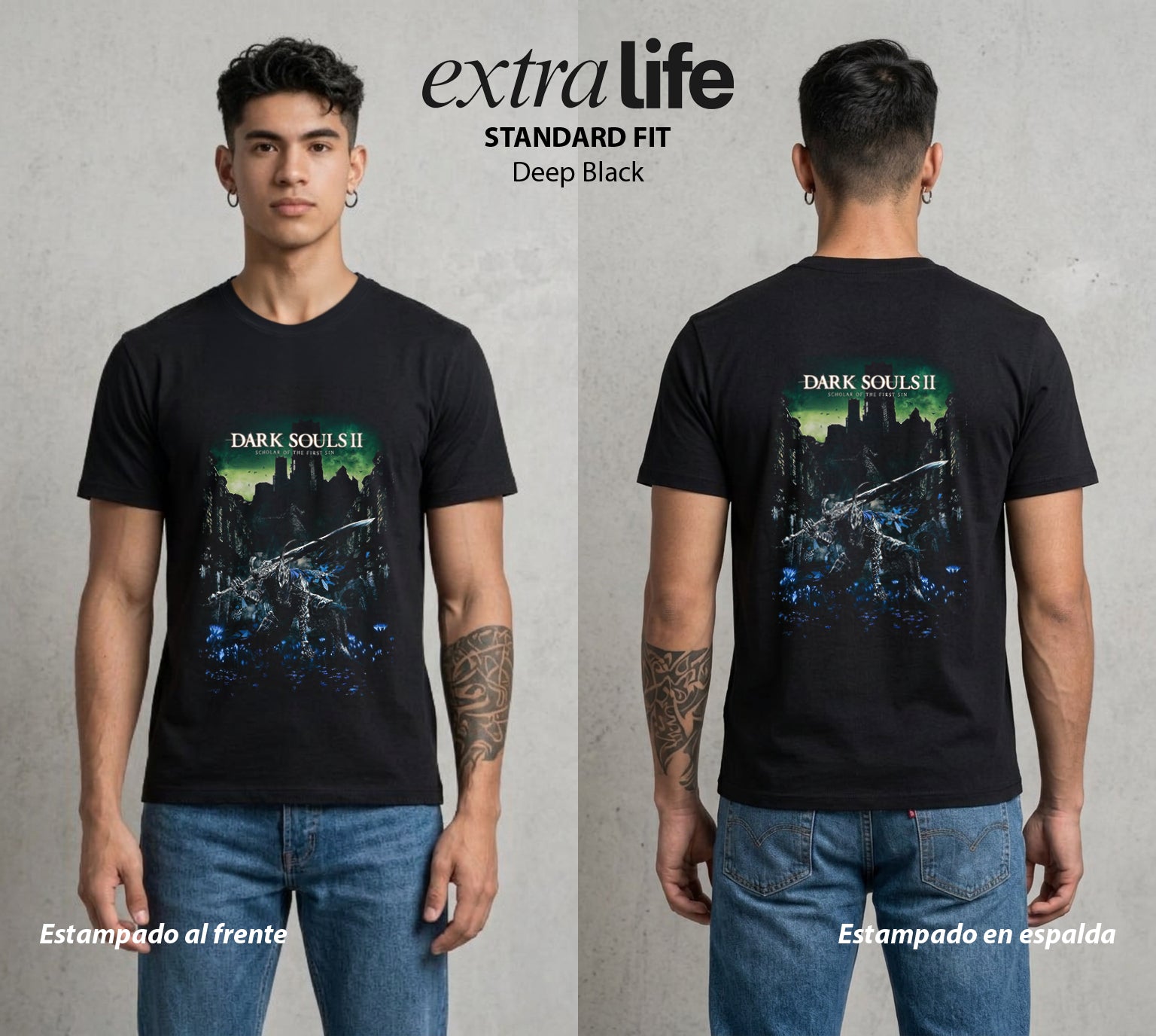 La Hoguera Eterna | El Espiritu sin Morir #00617 - Playera Standard Fit | Deep Black - Foto en modelo