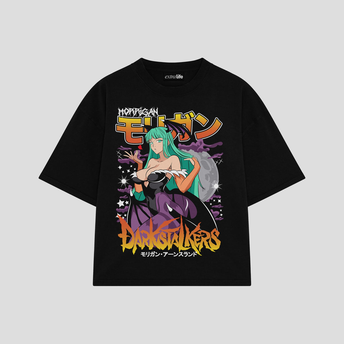 Playera streetwear premium de anime y gaming ExtraLife MX, corte oversized drop shoulder ligero y fresco en color Deep Black y Off-White, moda urbana mexicana de culto.