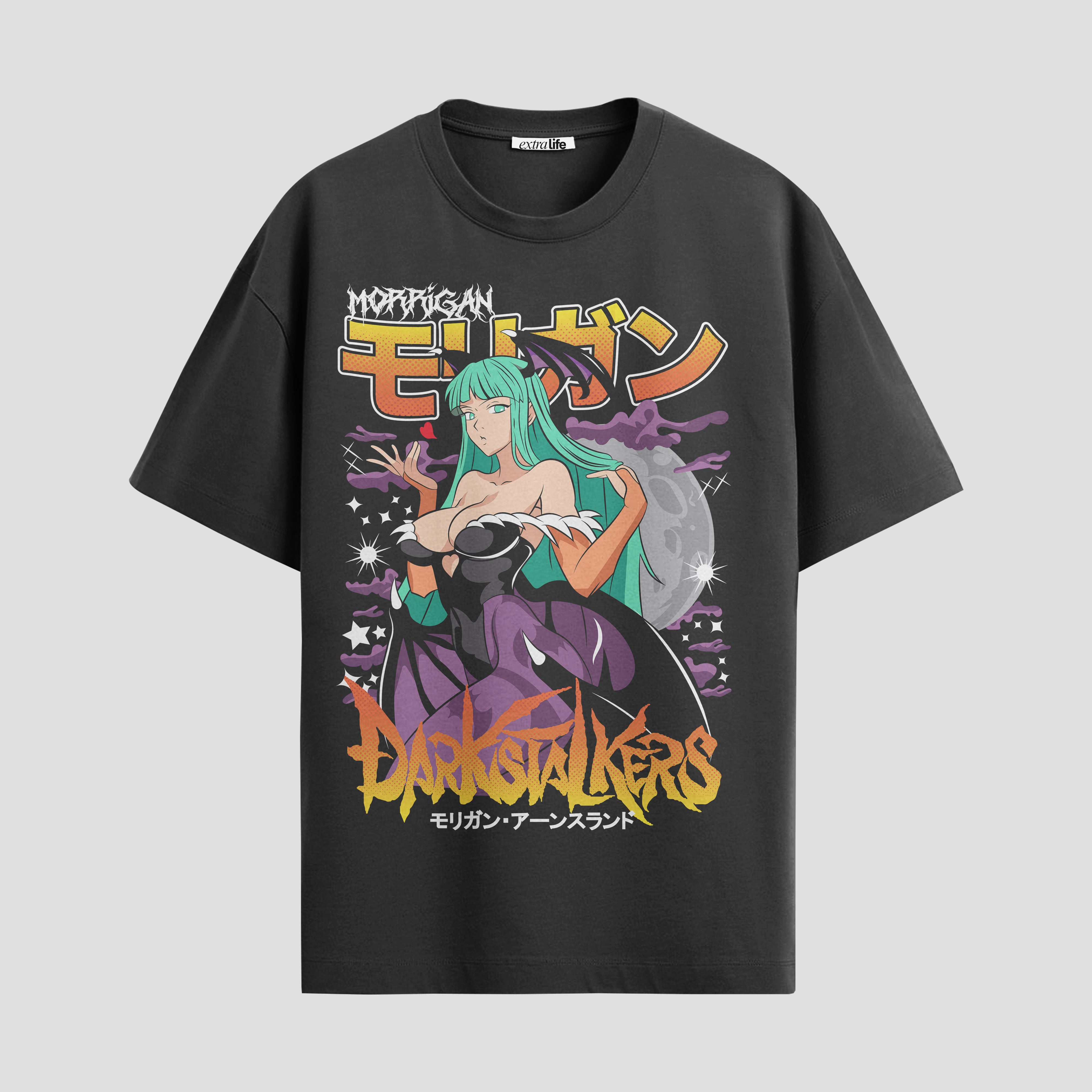 Playera urbana de anime y gaming ExtraLife MX, corte Standard Fit unisex ligero y transpirable en color Deep Black y Pure White, ropa de uso diario para gym y casual.