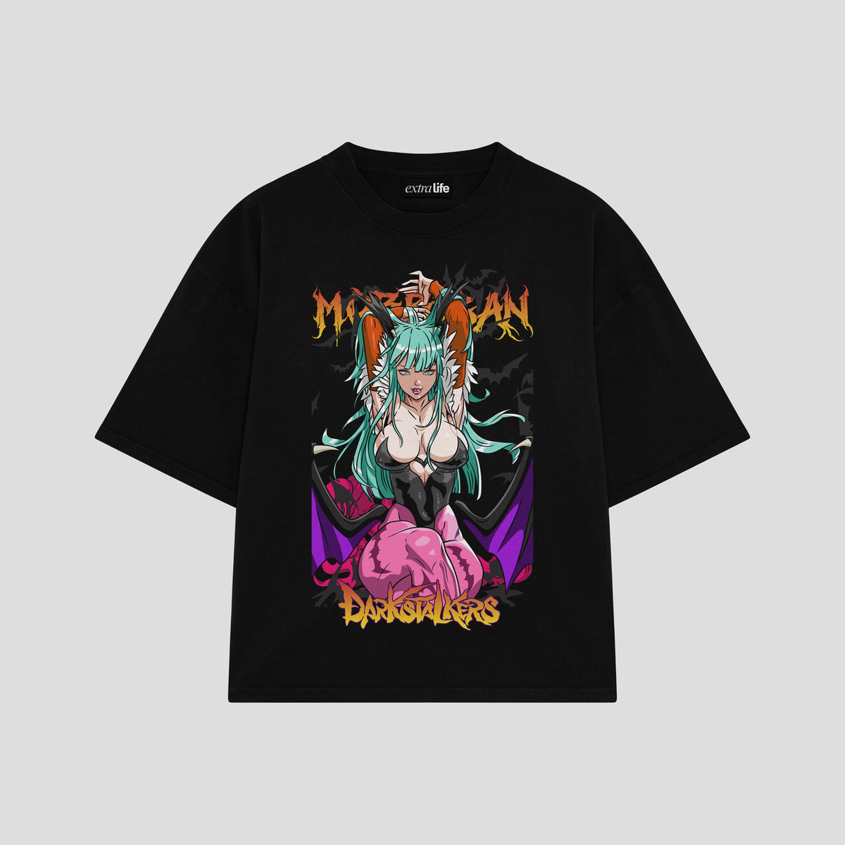 Playera streetwear premium de anime y gaming ExtraLife MX, corte oversized drop shoulder ligero y fresco en color Deep Black y Off-White, moda urbana mexicana de culto.