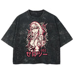 Playera streetwear premium de anime y gaming ExtraLife MX, corte boxy deluxe mineral wash heavyweight en color Acid Wash, moda urbana mexicana de culto.