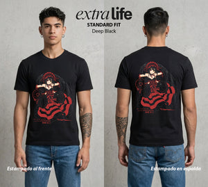 Los Espiritus del Tiempo | La Reloj de la Muerte #00635 - Playera Standard Fit | Deep Black - Foto en modelo
