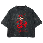 Playera streetwear premium de anime y gaming ExtraLife MX, corte boxy deluxe mineral wash heavyweight en color Acid Wash, moda urbana mexicana de culto.