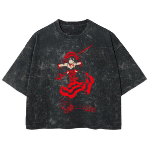 Playera streetwear premium de anime y gaming ExtraLife MX, corte boxy deluxe mineral wash heavyweight en color Acid Wash, moda urbana mexicana de culto.