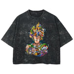 Playera streetwear premium de anime y gaming ExtraLife MX, corte boxy deluxe mineral wash heavyweight en color Acid Wash, moda urbana mexicana de culto.