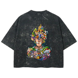 Playera streetwear premium de anime y gaming ExtraLife MX, corte boxy deluxe mineral wash heavyweight en color Acid Wash, moda urbana mexicana de culto.