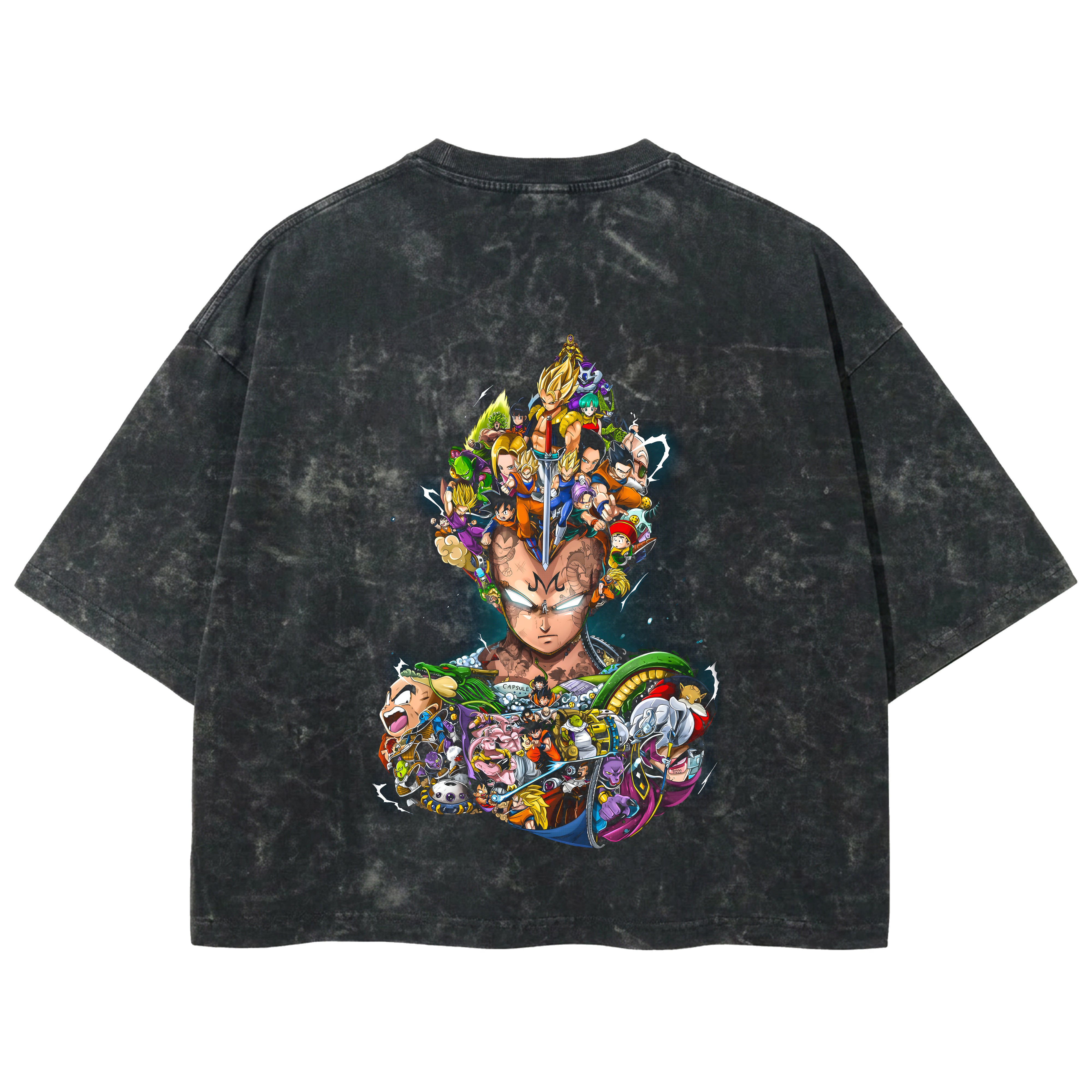 Playera streetwear premium de anime y gaming ExtraLife MX, corte boxy deluxe mineral wash heavyweight en color Acid Wash, moda urbana mexicana de culto.