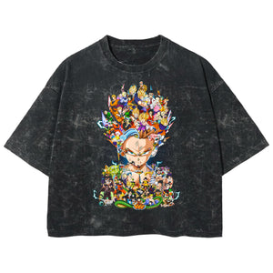 Playera streetwear premium de anime y gaming ExtraLife MX, corte boxy deluxe mineral wash heavyweight en color Acid Wash, moda urbana mexicana de culto.