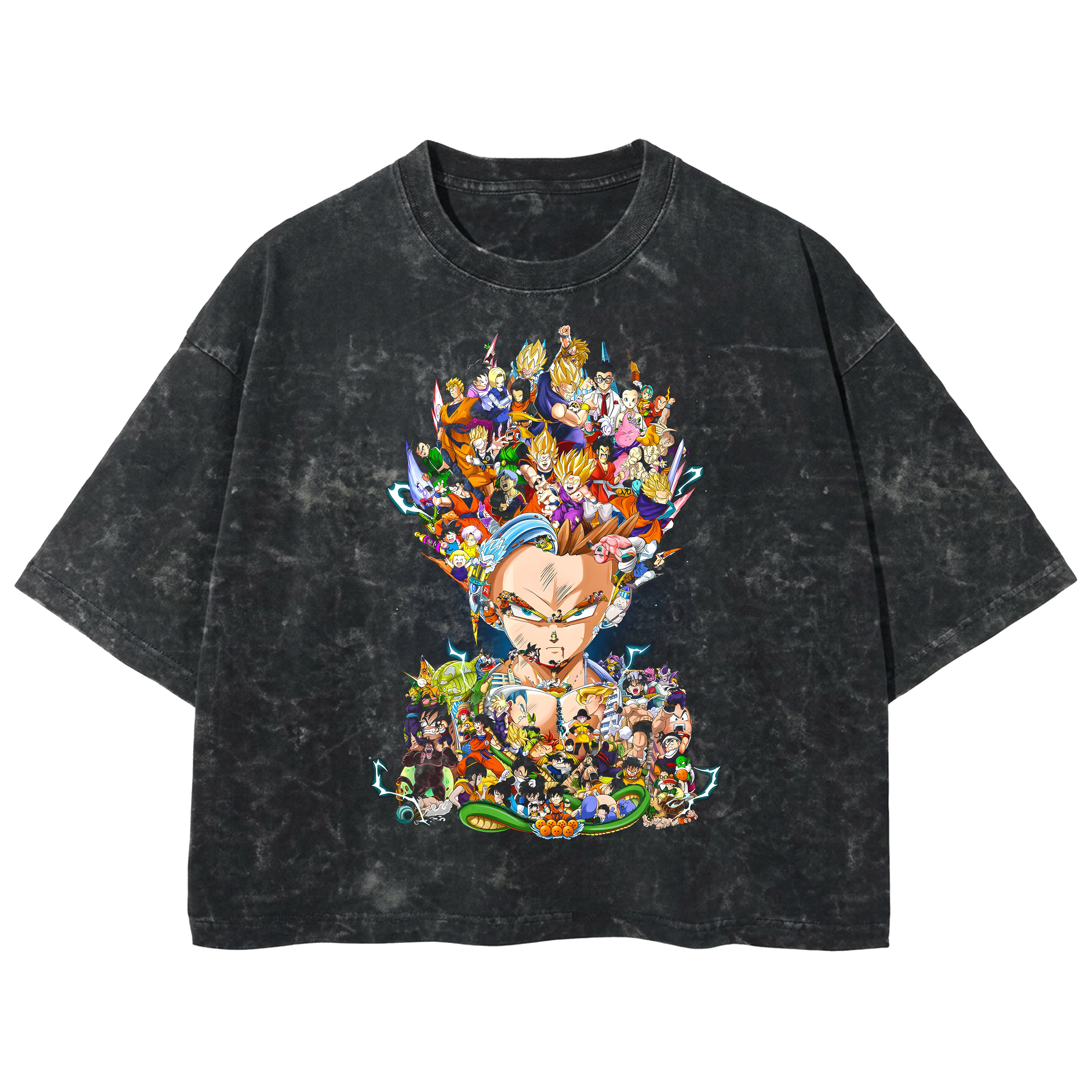 Playera streetwear premium de anime y gaming ExtraLife MX, corte boxy deluxe mineral wash heavyweight en color Acid Wash, moda urbana mexicana de culto.