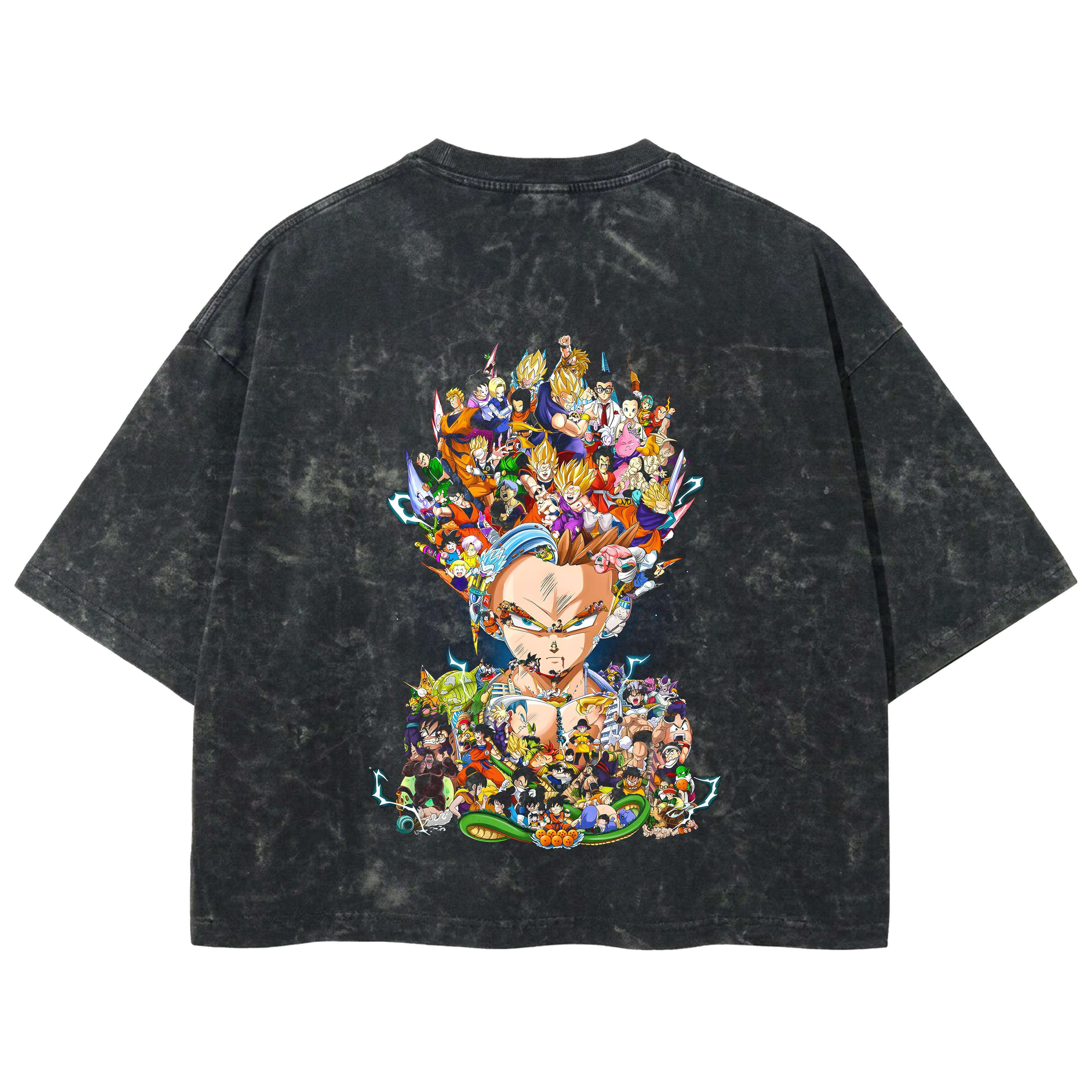 Playera streetwear premium de anime y gaming ExtraLife MX, corte boxy deluxe mineral wash heavyweight en color Acid Wash, moda urbana mexicana de culto.