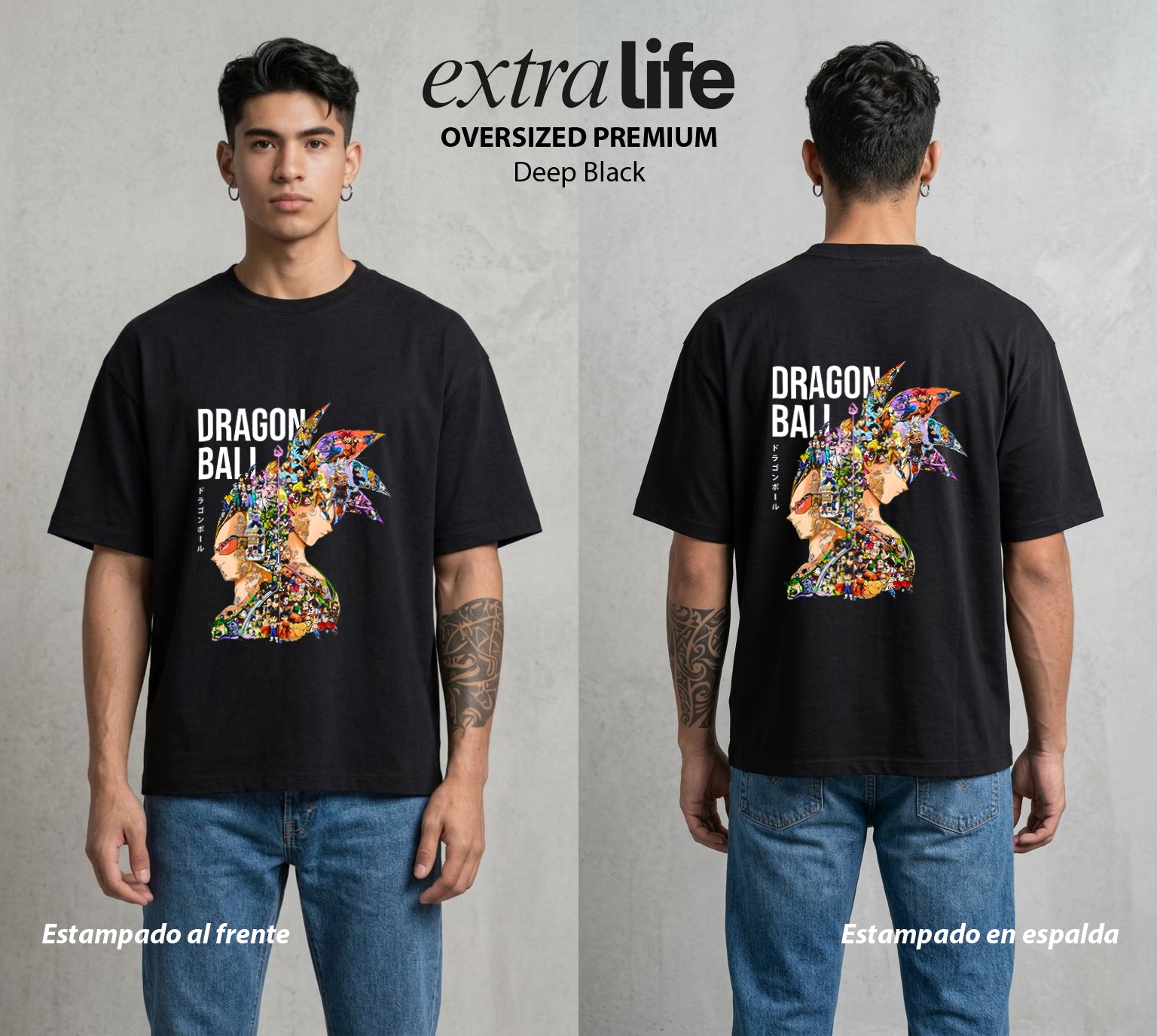 El Poder de las Esferas | El Origen del Poder #00642 - Playera Oversized Premium | Deep Black - Foto en modelo