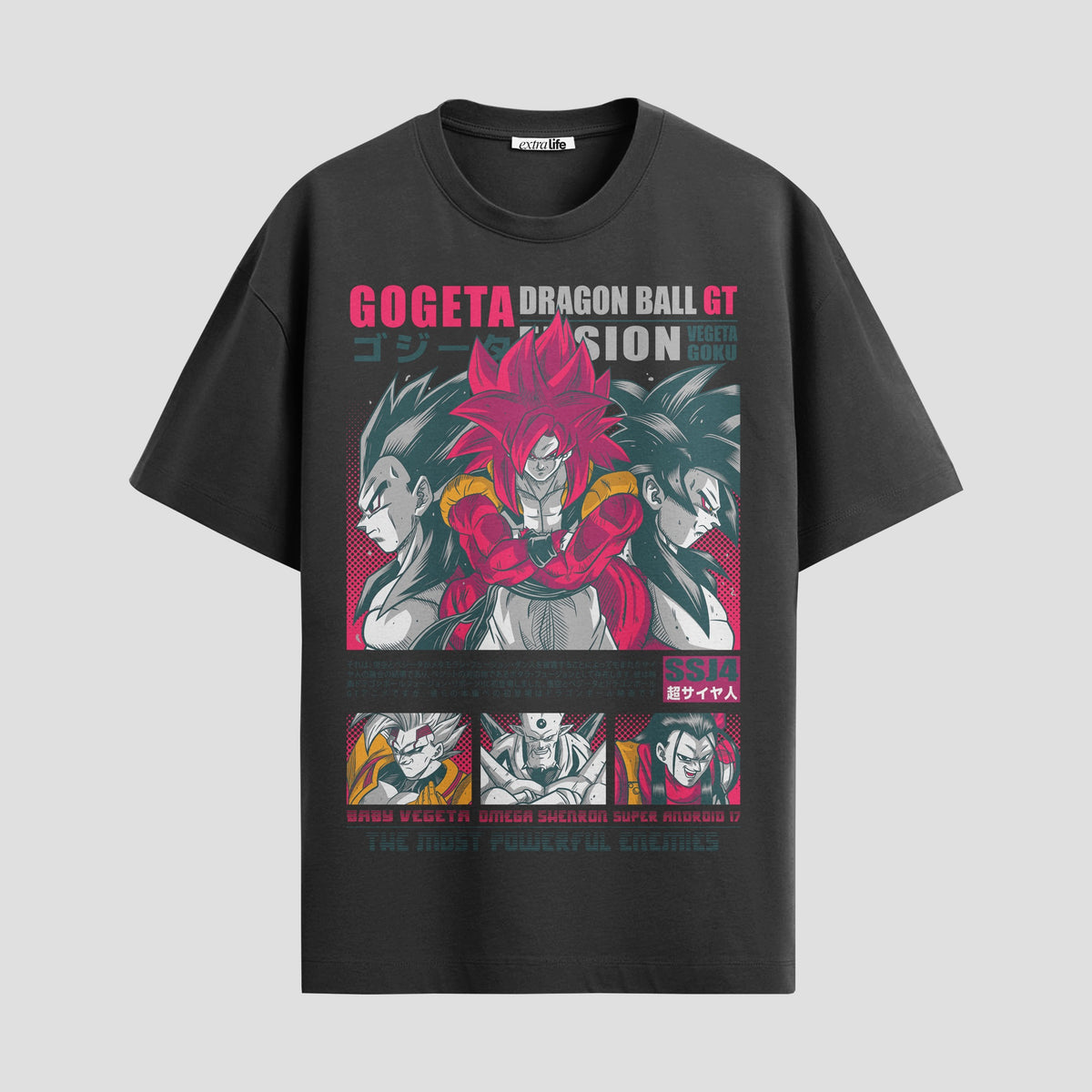 Playera urbana de anime y gaming ExtraLife MX, corte Classic Premium unisex ligero y transpirable en color Deep Black y Pure White, ropa de uso diario para gym y casual.