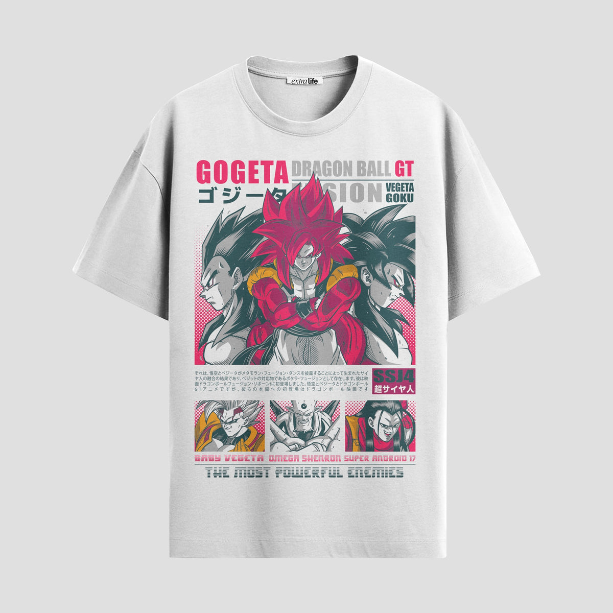 Playera urbana de anime y gaming ExtraLife MX, corte Classic Premium unisex ligero y transpirable en color Deep Black y Pure White, ropa de uso diario para gym y casual.