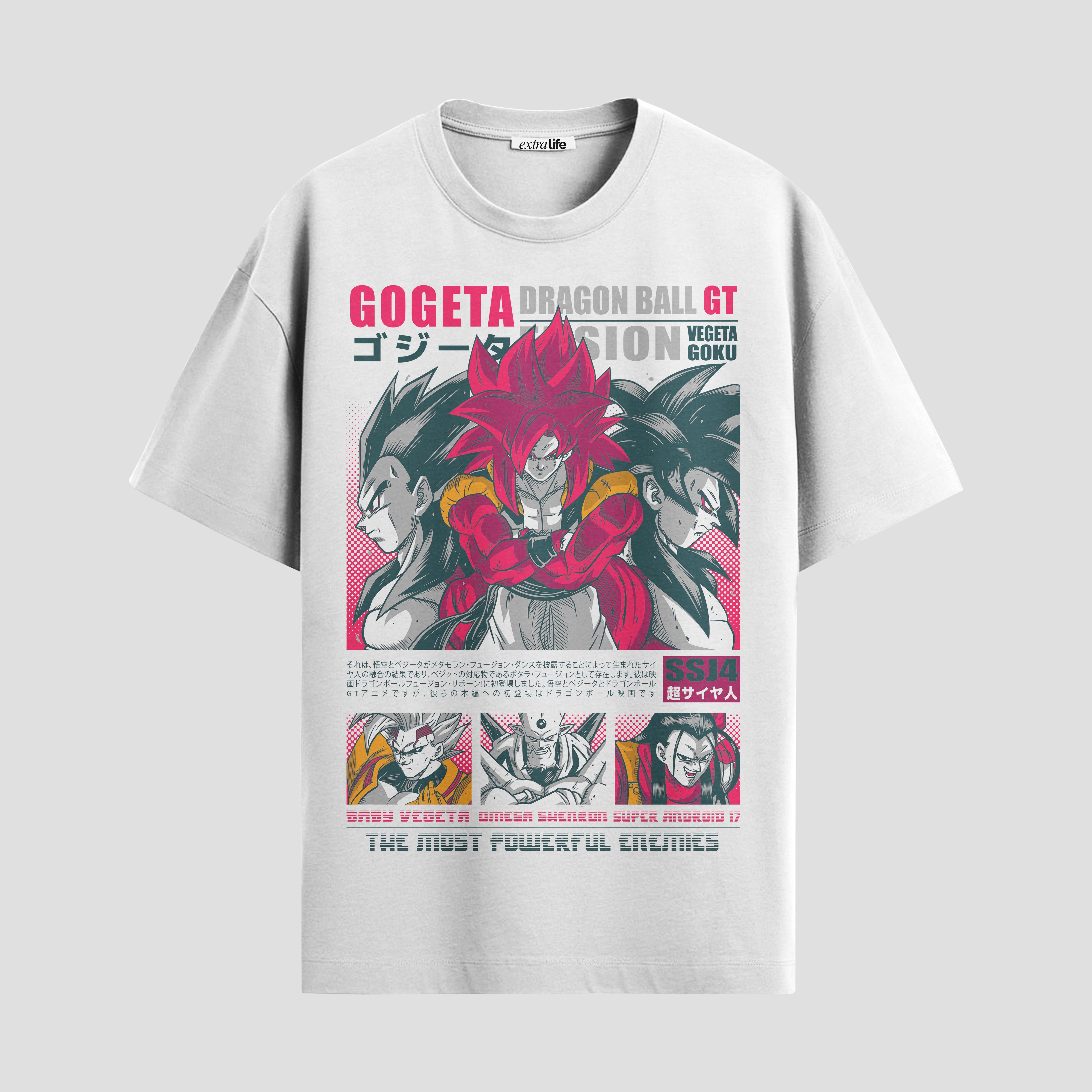 Playera urbana de anime y gaming ExtraLife MX, corte Standard Fit unisex ligero y transpirable en color Deep Black y Pure White, ropa de uso diario para gym y casual.