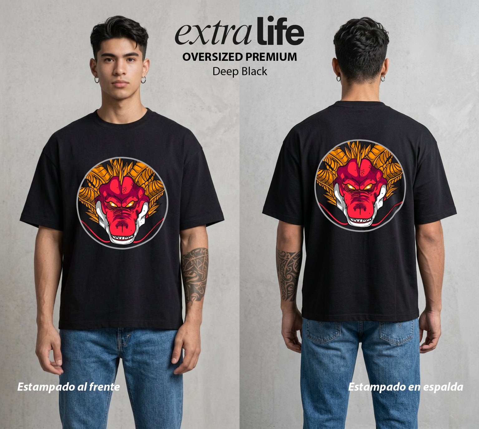 El Poder de las Esferas | La Aventura Final #00645 - Playera Oversized Premium | Deep Black - Foto en modelo