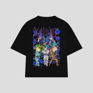 Playera streetwear premium de anime y gaming ExtraLife MX, corte oversized drop shoulder ligero y fresco en color Deep Black y Off-White, moda urbana mexicana de culto.