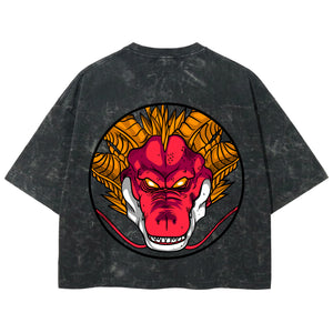 Playera streetwear premium de anime y gaming ExtraLife MX, corte boxy deluxe mineral wash heavyweight en color Acid Wash, moda urbana mexicana de culto.