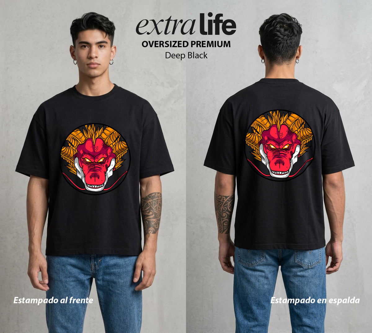El Poder de las Esferas | El Tour Galactico #00649 - Playera Oversized Premium | Deep Black - Foto en modelo