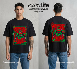 El Poder de las Esferas | La Perfeccion Genetica #00651 - Playera Oversized Premium | Deep Black - Foto en modelo