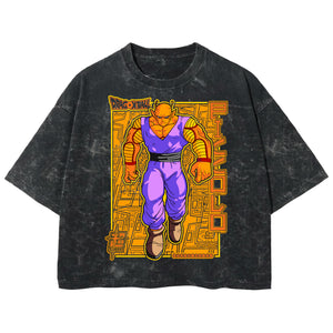 Playera streetwear premium de anime y gaming ExtraLife MX, corte boxy deluxe mineral wash heavyweight en color Acid Wash, moda urbana mexicana de culto.