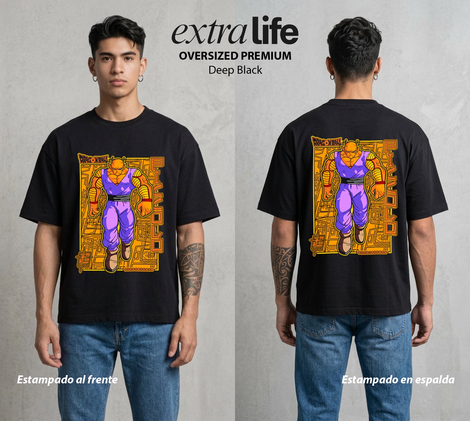 El Poder de las Esferas | El Guardian Namekiano #00657 - Playera Oversized Premium | Deep Black - Foto en modelo