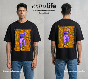 El Poder de las Esferas | El Guardian Namekiano #00657 - Playera Oversized Premium | Deep Black - Foto en modelo