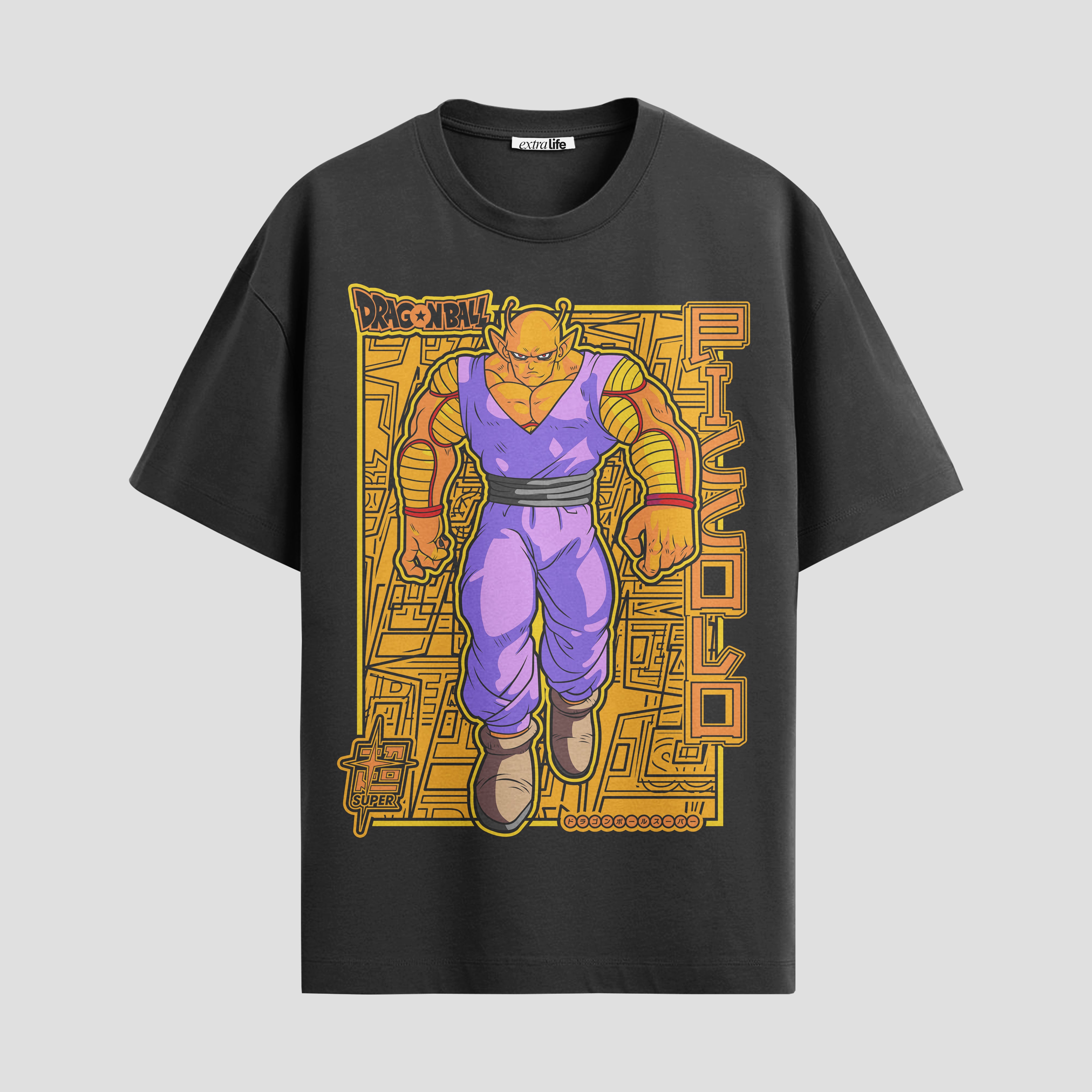 Playera urbana de anime y gaming ExtraLife MX, corte Standard Fit unisex ligero y transpirable en color Deep Black y Pure White, ropa de uso diario para gym y casual.