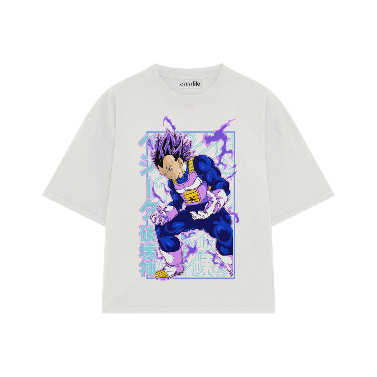 Playera streetwear premium de anime y gaming ExtraLife MX, corte oversized drop shoulder ligero y fresco en color Deep Black y Off-White, moda urbana mexicana de culto.