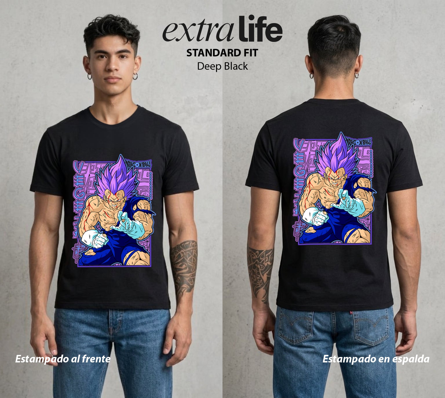 El Poder de las Esferas | Orgullo Saiyajin #00661 - Playera Standard Fit | Deep Black - Foto en modelo