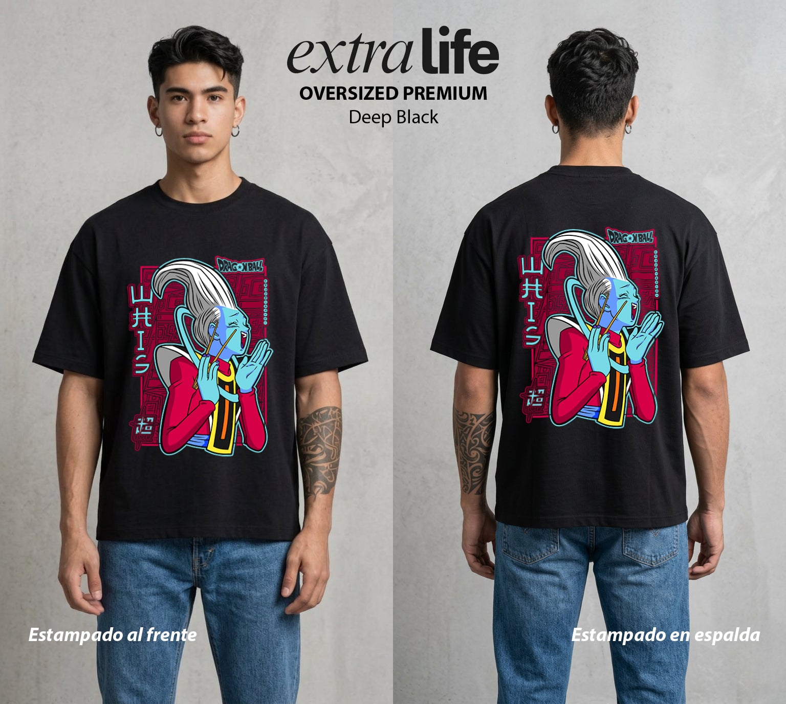 El Poder de las Esferas | El Angel del Universo #00662 - Playera Oversized Premium | Deep Black - Foto en modelo