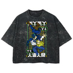 Playera streetwear premium de anime y gaming ExtraLife MX, corte boxy deluxe mineral wash heavyweight en color Acid Wash, moda urbana mexicana de culto.