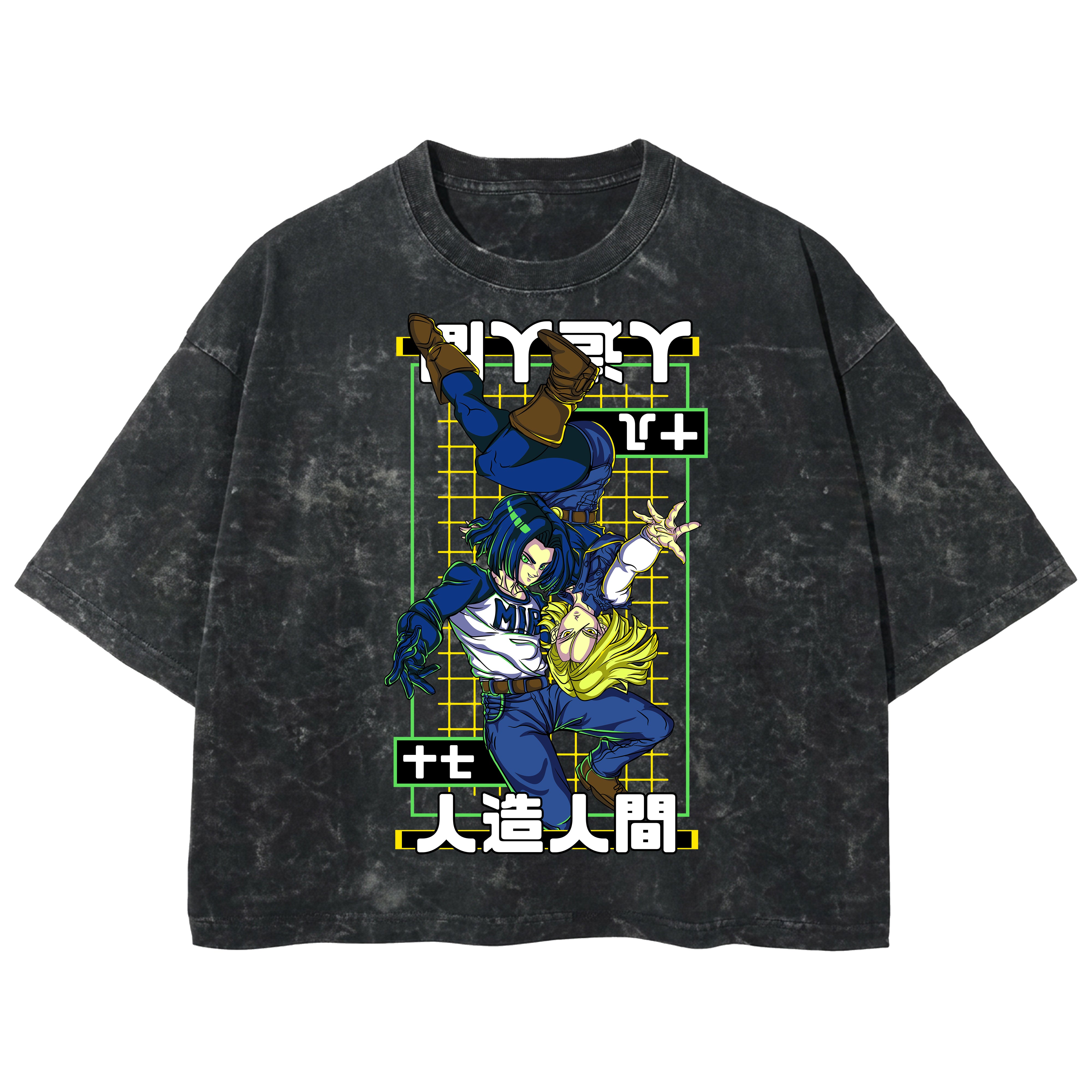 Playera streetwear premium de anime y gaming ExtraLife MX, corte boxy deluxe mineral wash heavyweight en color Acid Wash, moda urbana mexicana de culto.