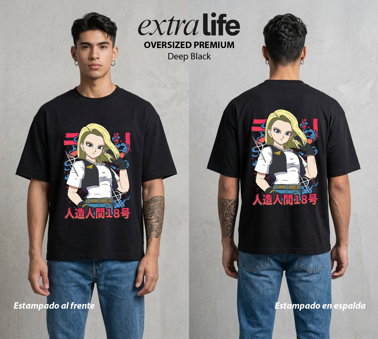 El Poder de las Esferas | El Corazon de Acero #00666 - Playera Oversized Premium | Deep Black - Foto en modelo