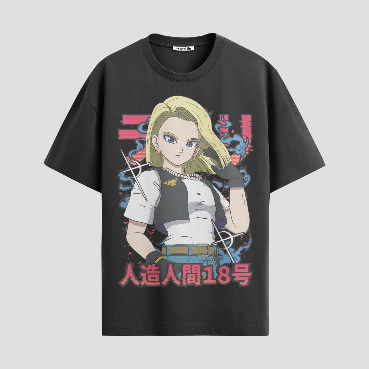 Playera urbana de anime y gaming ExtraLife MX, corte Classic Premium unisex ligero y transpirable en color Deep Black y Pure White, ropa de uso diario para gym y casual.