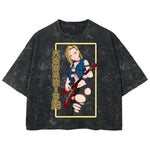 Playera streetwear premium de anime y gaming ExtraLife MX, corte boxy deluxe mineral wash heavyweight en color Acid Wash, moda urbana mexicana de culto.