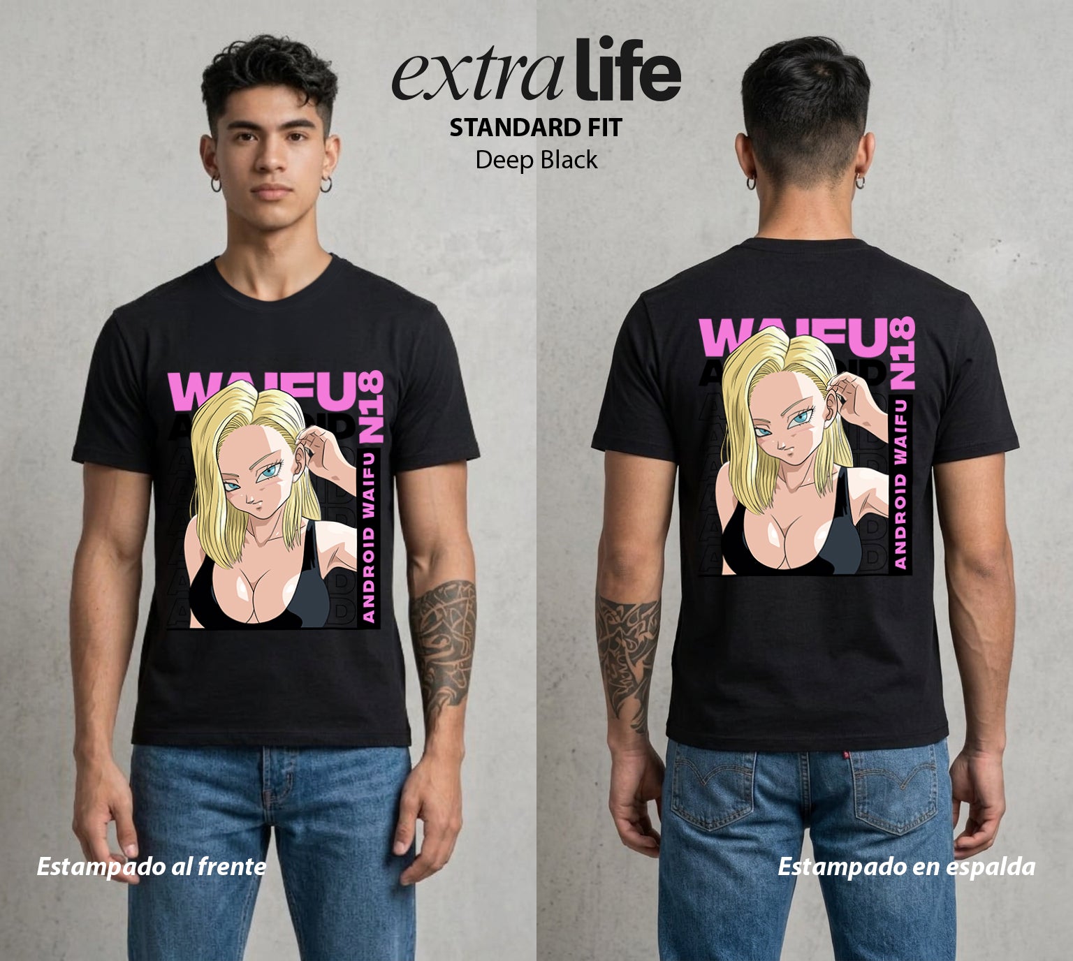 El Poder de las Esferas | El Android del Corazon del Corazon #00668 - Playera Standard Fit | Deep Black - Foto en modelo