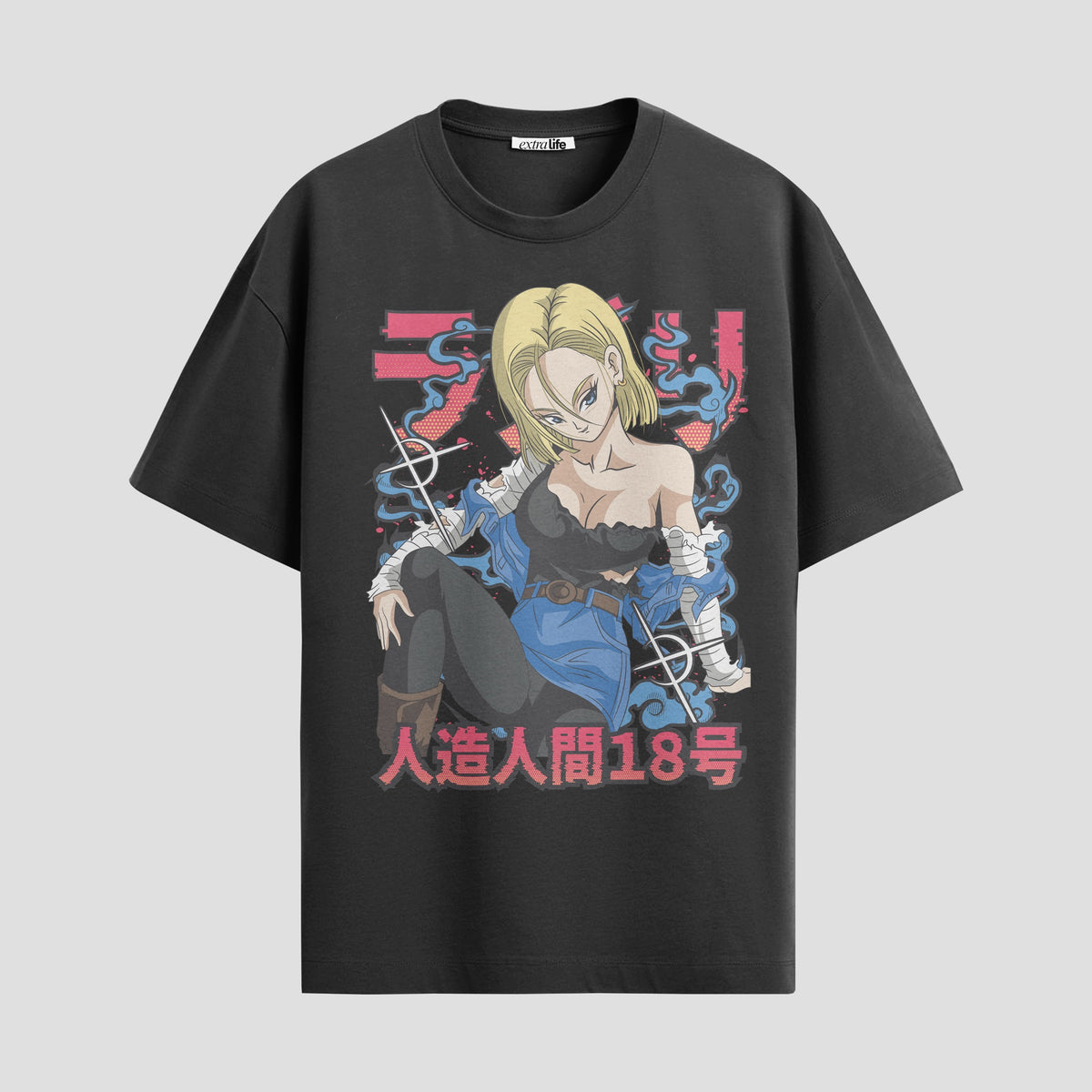 Playera urbana de anime y gaming ExtraLife MX, corte Classic Premium unisex ligero y transpirable en color Deep Black y Pure White, ropa de uso diario para gym y casual.