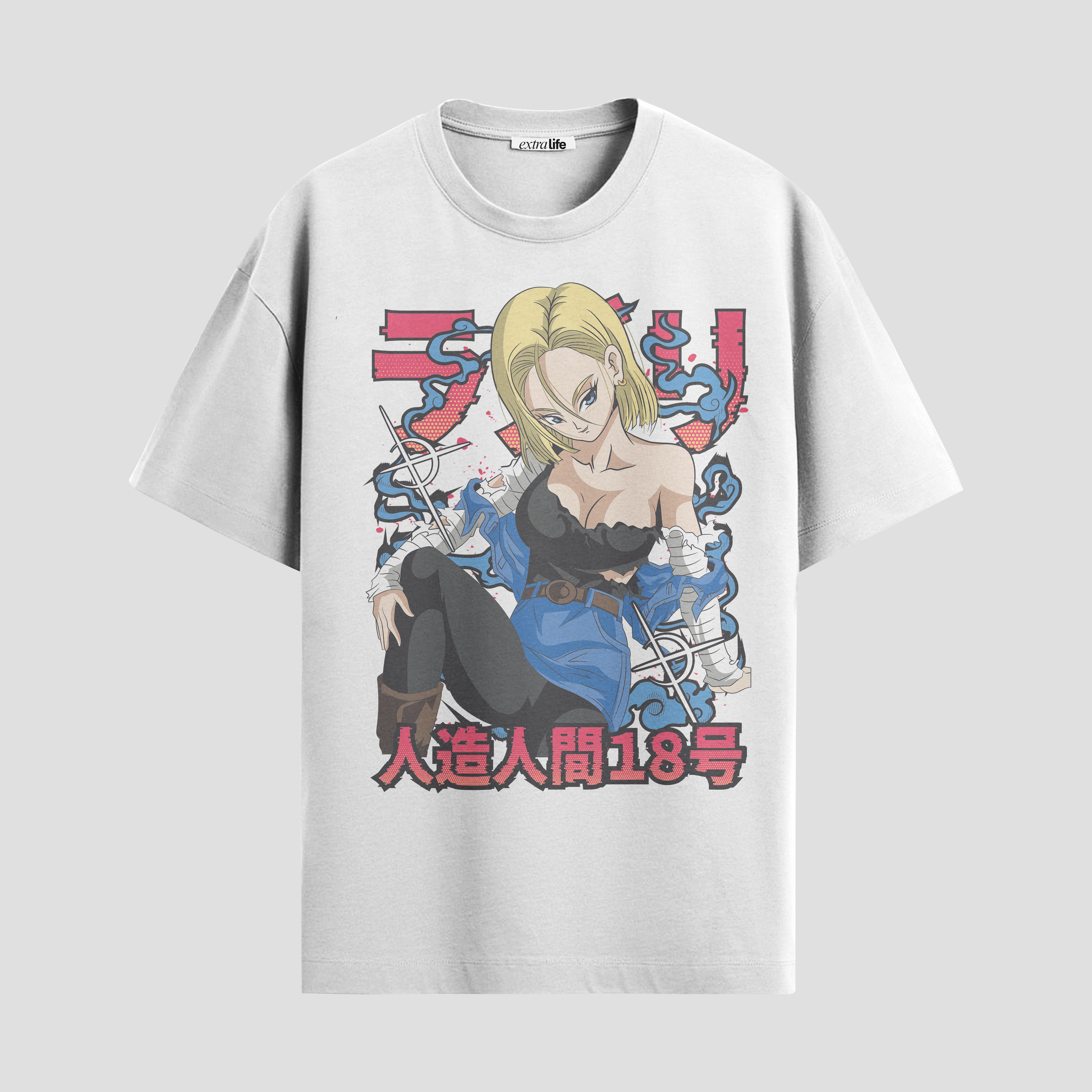 Playera urbana de anime y gaming ExtraLife MX, corte Standard Fit unisex ligero y transpirable en color Deep Black y Pure White, ropa de uso diario para gym y casual.
