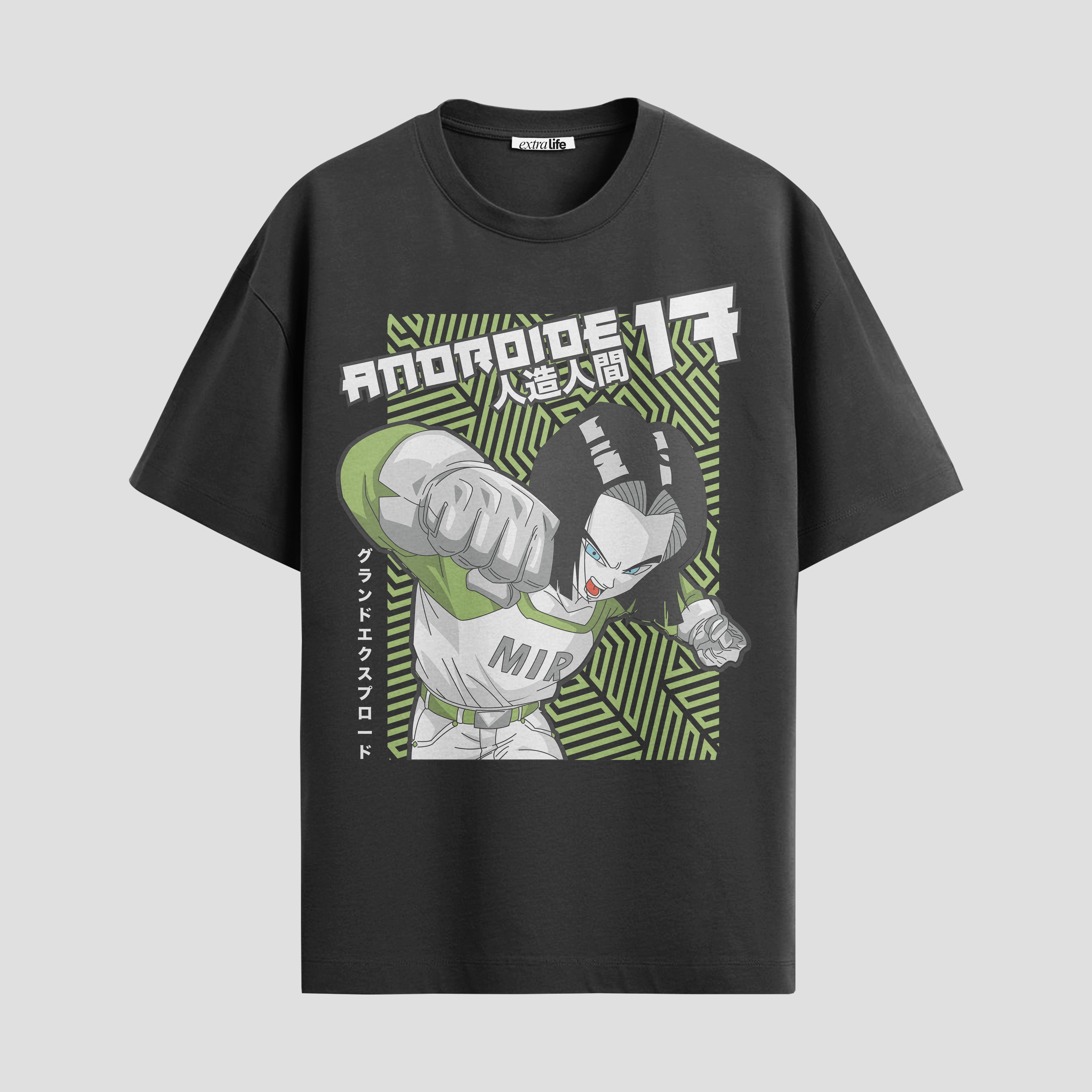 Playera urbana de anime y gaming ExtraLife MX, corte Standard Fit unisex ligero y transpirable en color Deep Black y Pure White, ropa de uso diario para gym y casual.
