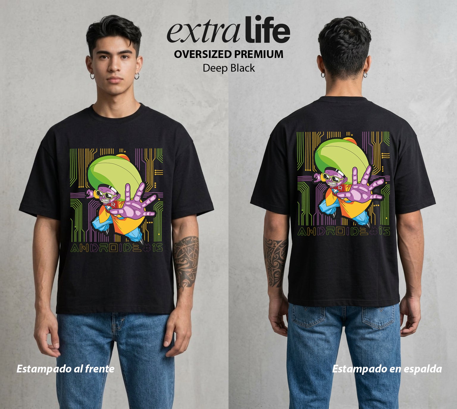 El Poder de las Esferas | El Corazon de Acero #00671 - Playera Oversized Premium | Deep Black - Foto en modelo