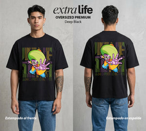 El Poder de las Esferas | El Corazon de Acero #00671 - Playera Oversized Premium | Deep Black - Foto en modelo