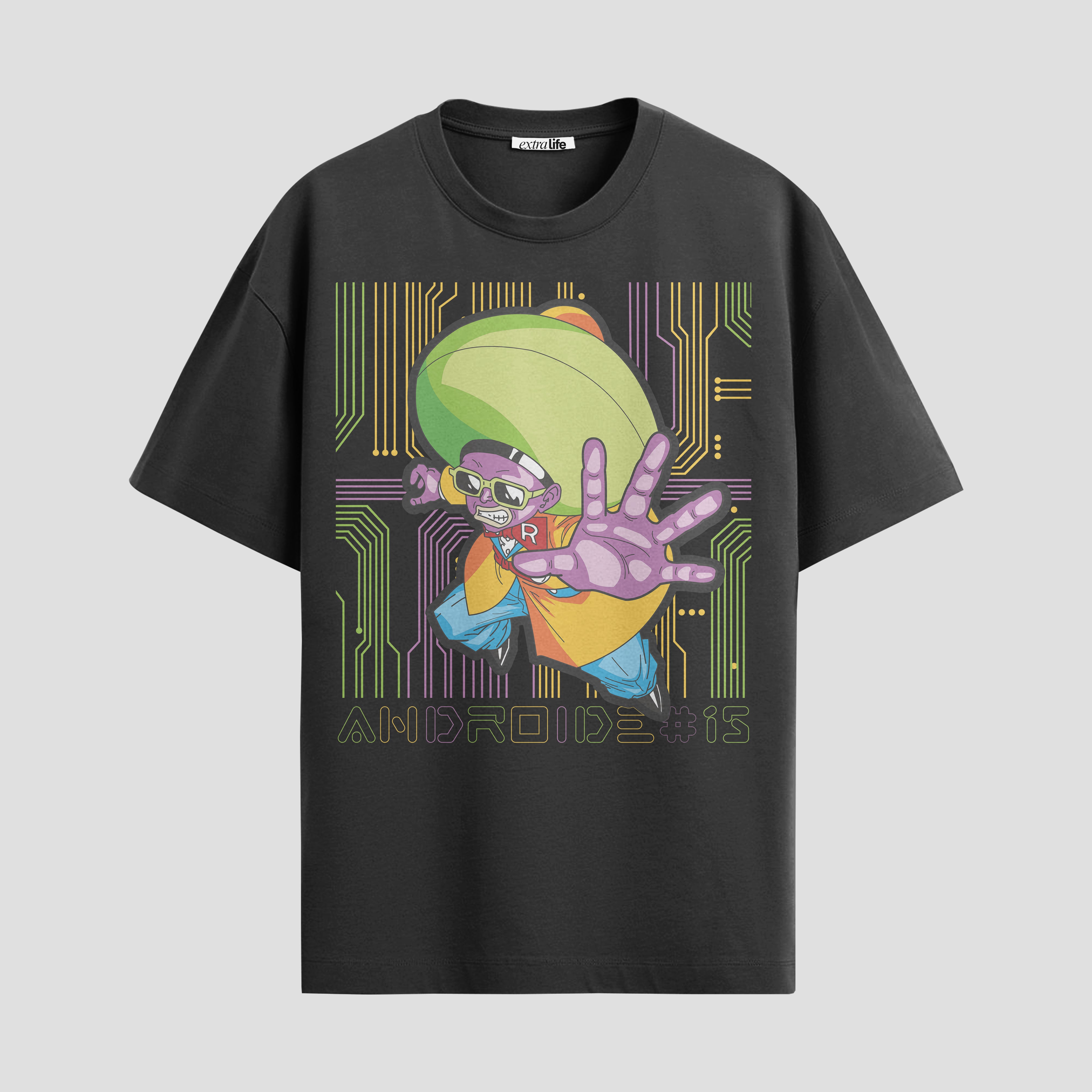Playera urbana de anime y gaming ExtraLife MX, corte Standard Fit unisex ligero y transpirable en color Deep Black y Pure White, ropa de uso diario para gym y casual.