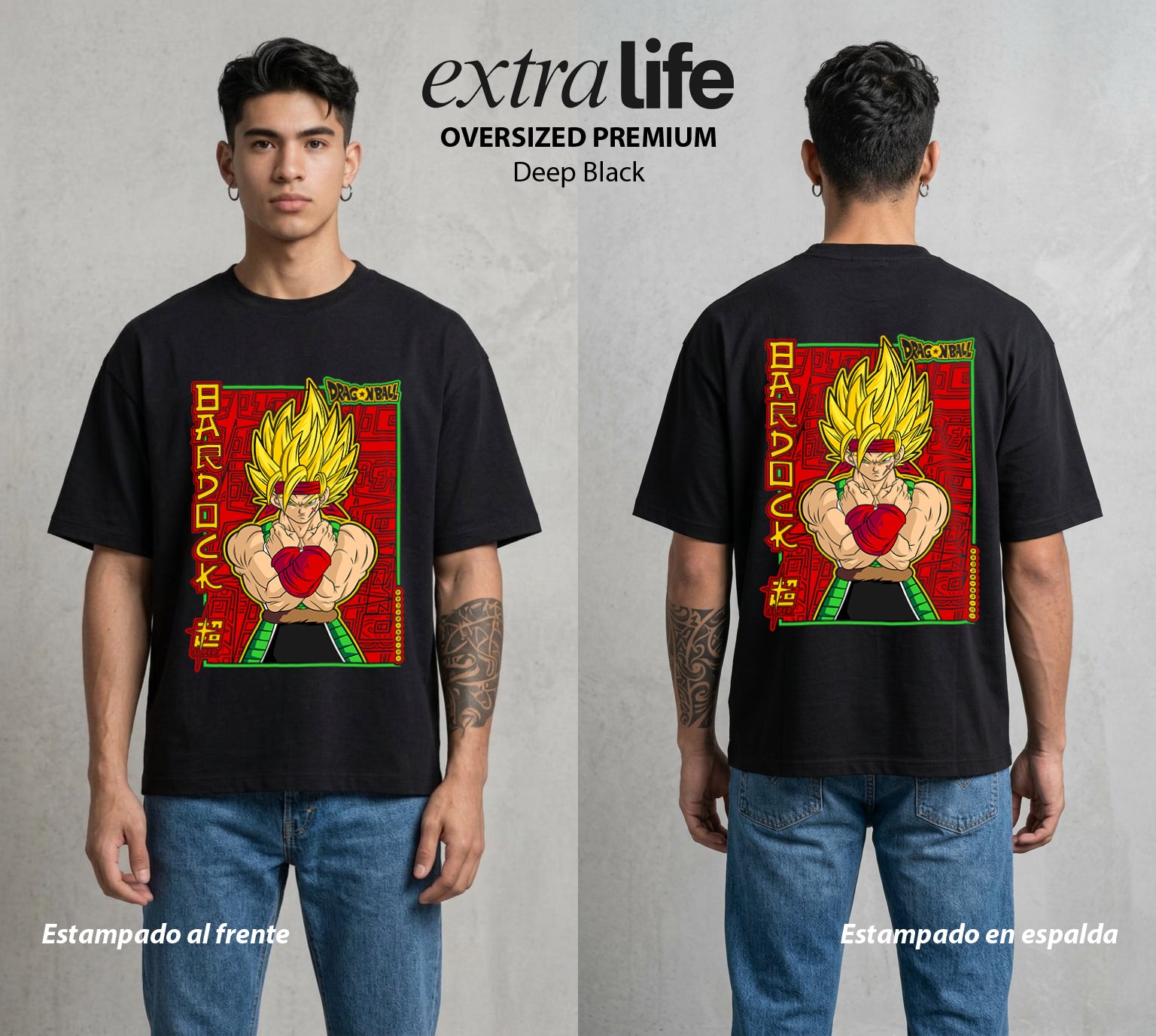 El Poder de las Esferas | El Primer Rebelde #00673 - Playera Oversized Premium | Deep Black - Foto en modelo